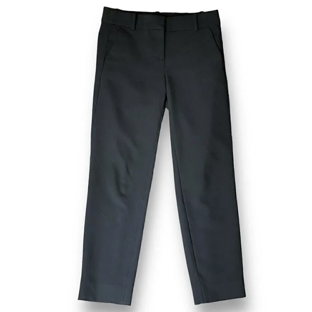 J Crew 365 Womens Cameron Pant Sz 2 Black Slim Cropped 4 Season Stretch Preppy